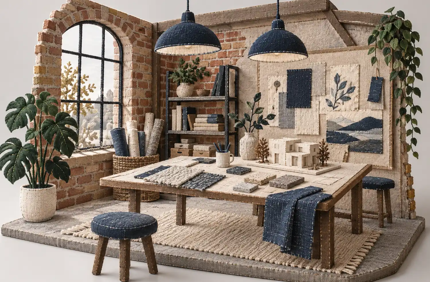 Illustration of interior businesses and their working space